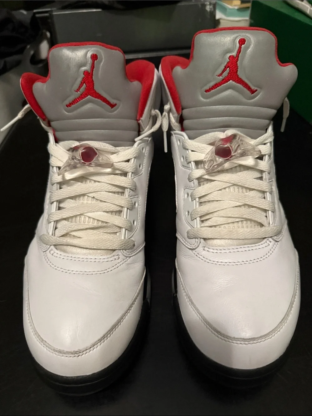 Nike Jordan Men’s White and Red Leather Basketball Sneakers